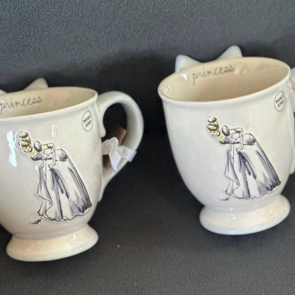 Disney Princess White and Gray Mug Set